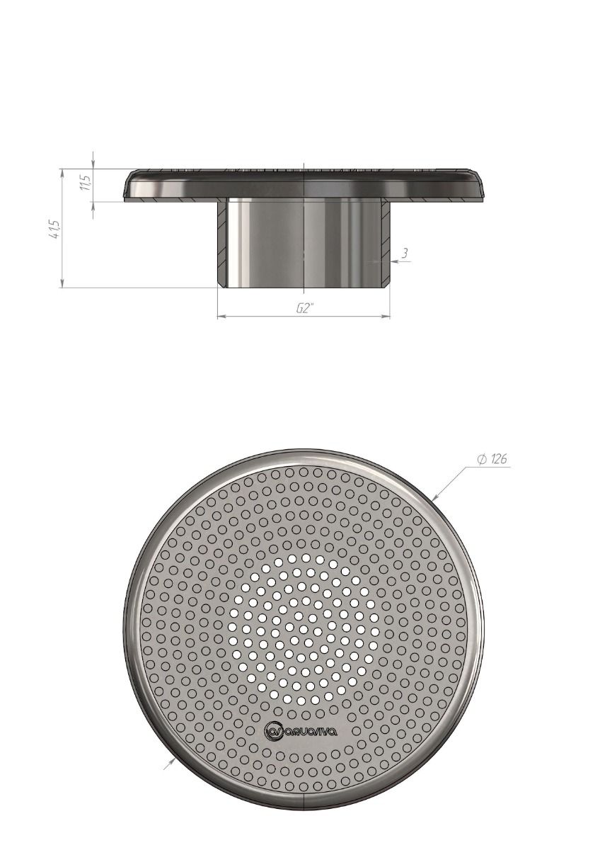 Водозабор Aquaviva 2apos;apos;, 125 мм, бетон, AISI 304