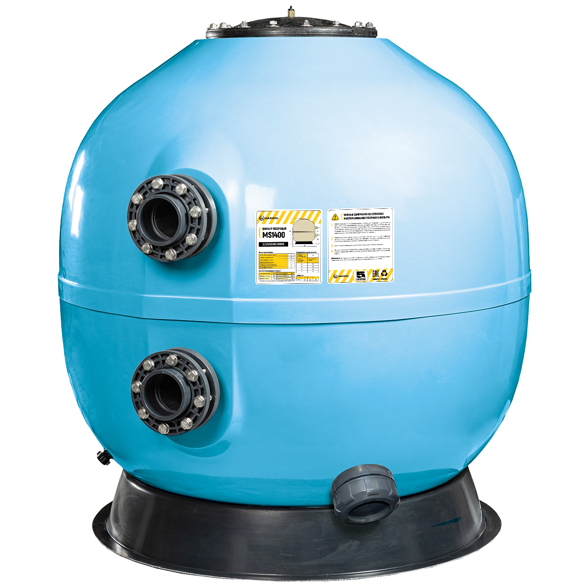 Фильтр AquaViva MS1400 (77м³/ч, 1400 мм, 2340 кг, 110 мм, 2,5 Бар,1м засыпка)+люк д/выгрузки